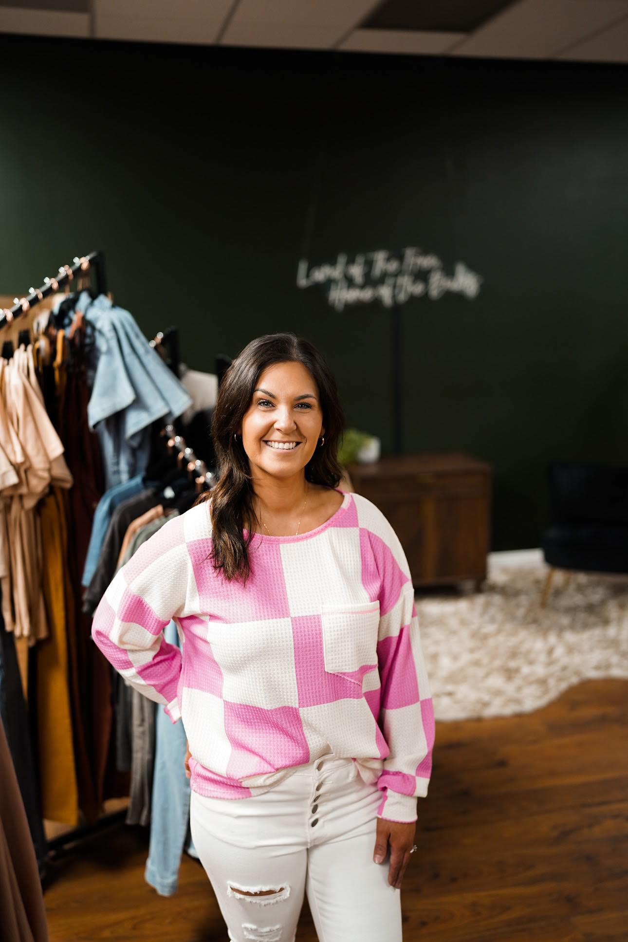 Pink Checkerboard Long Sleeve