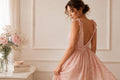 pink long dress