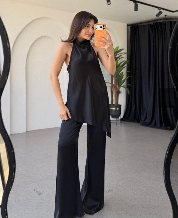 Black Satin Set