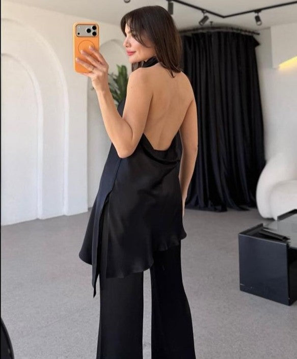 Black Satin Set