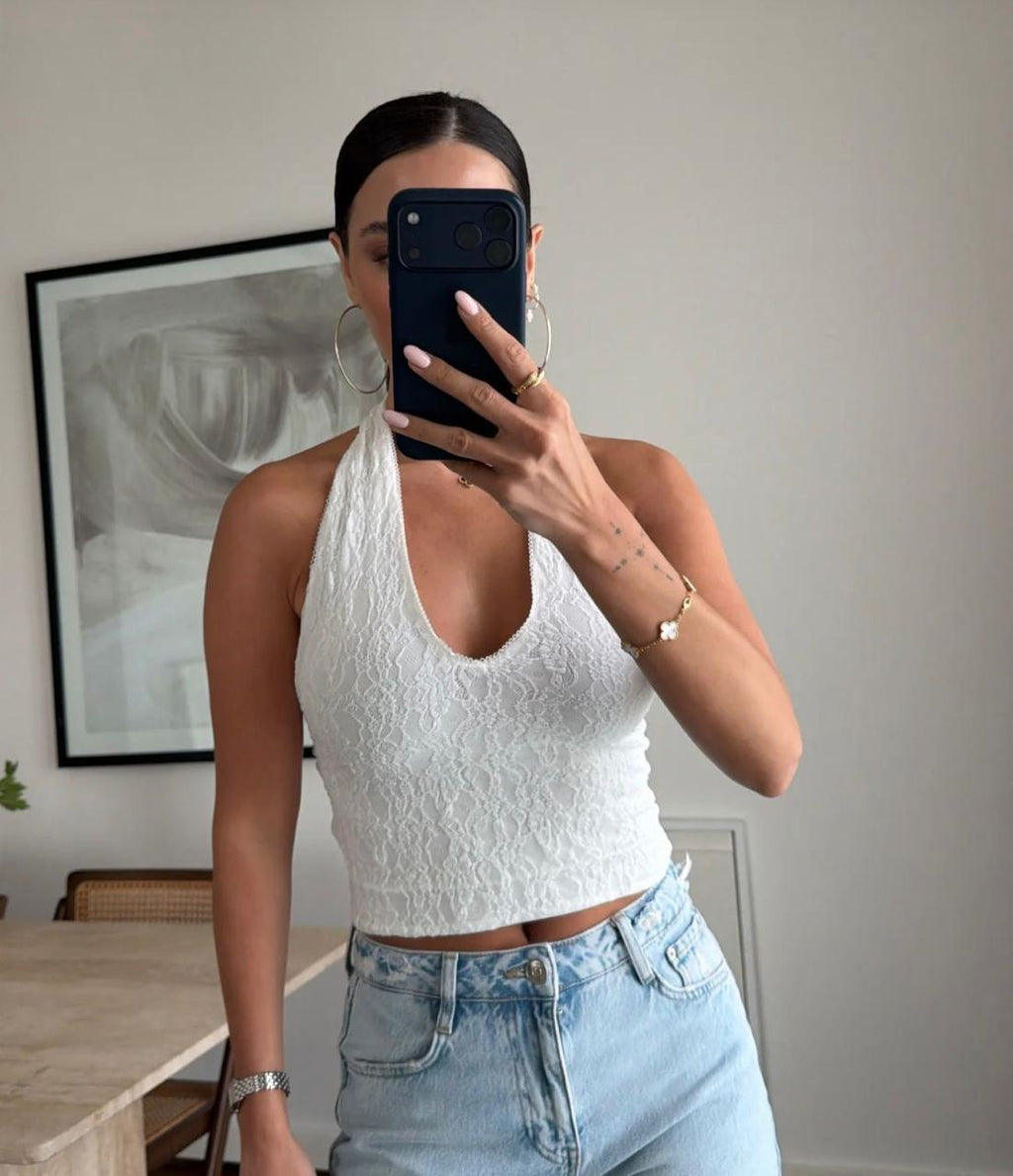 White Halter Top