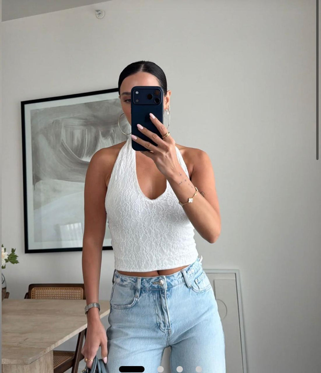 White Halter Top