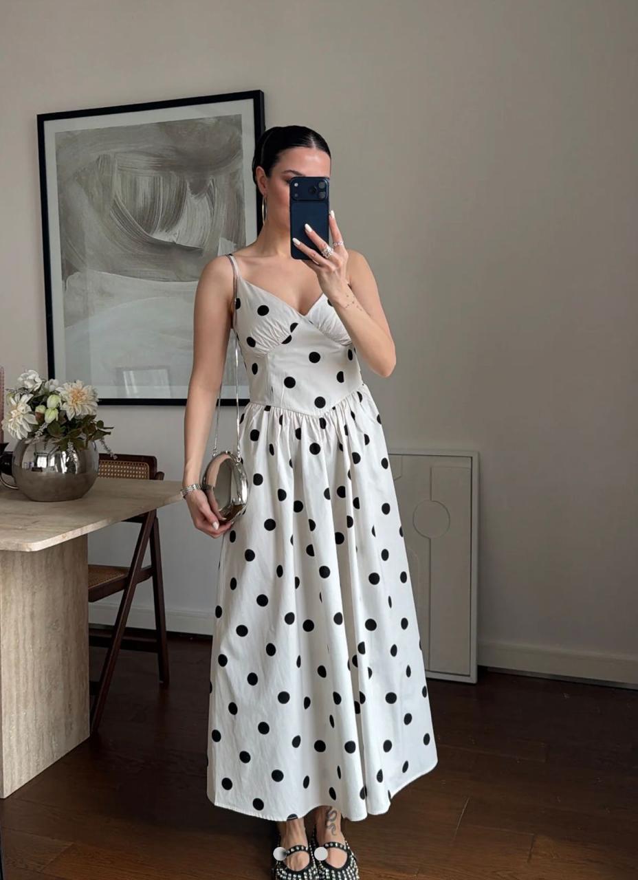 White Polka Dress