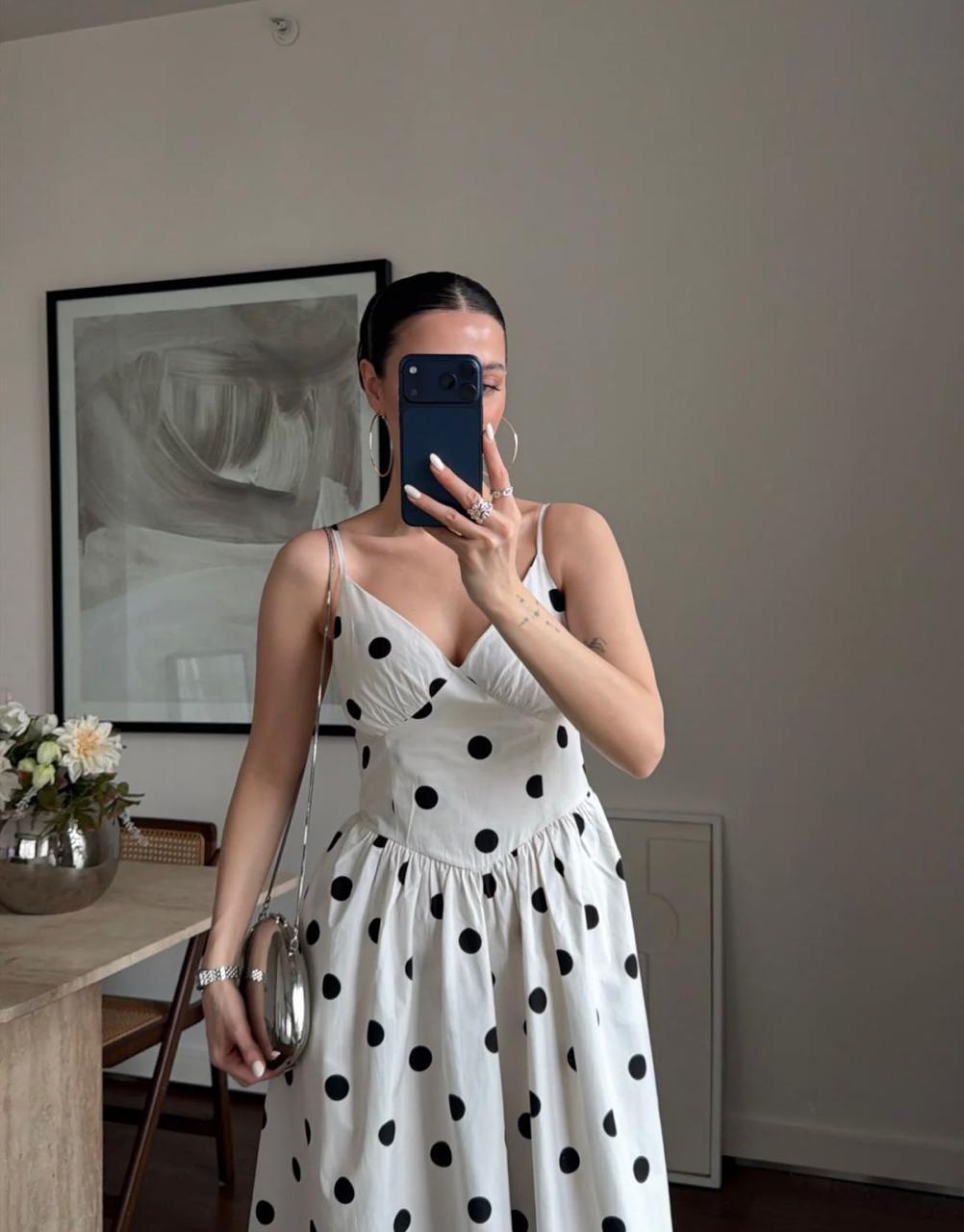 White Polka Dress
