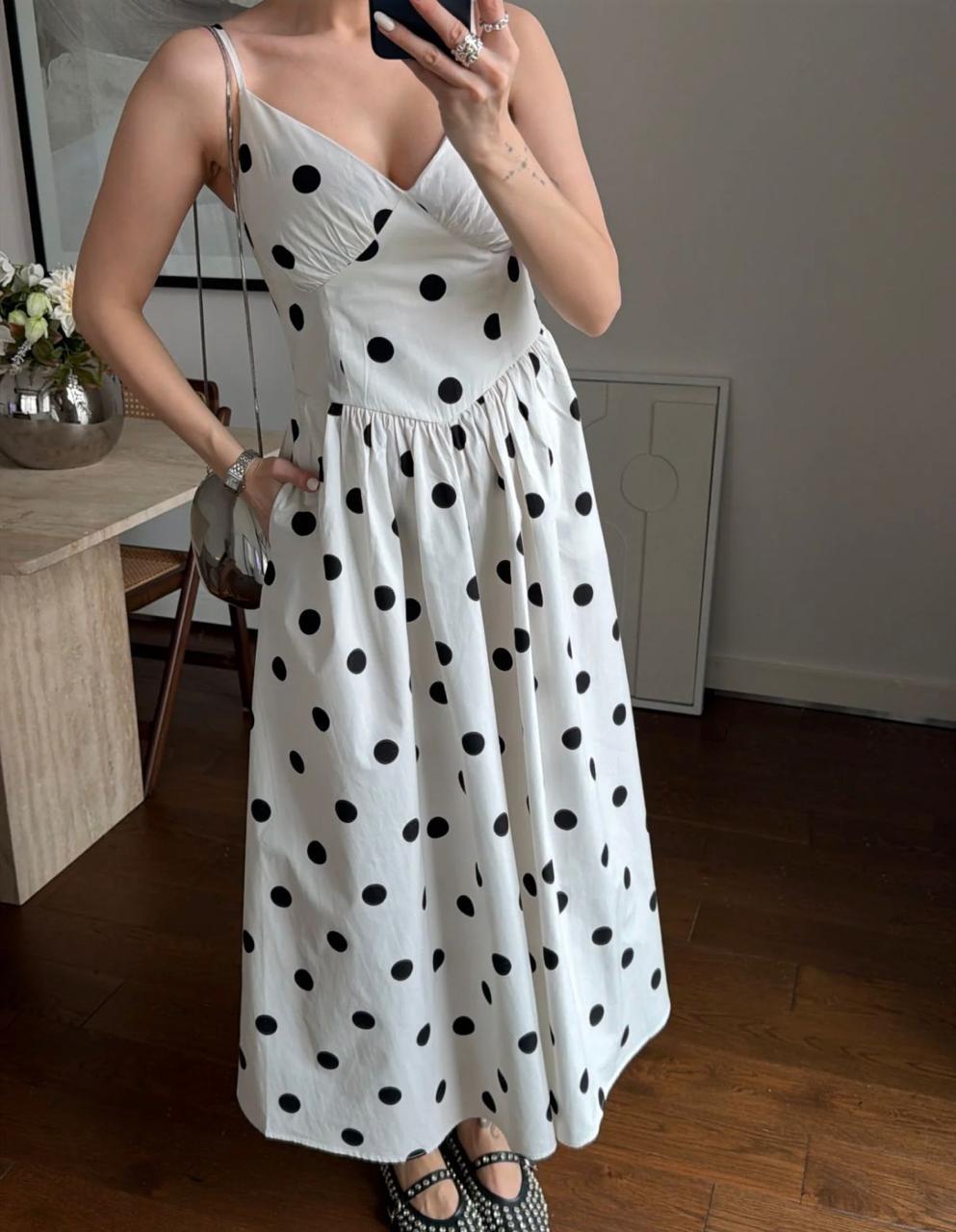 White Polka Dress