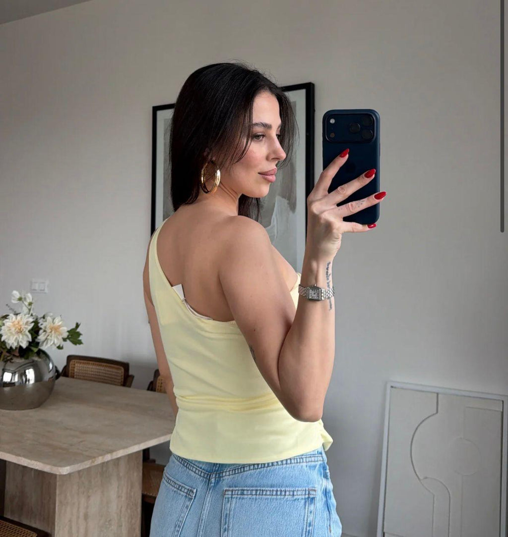 Yellow one shoulder top