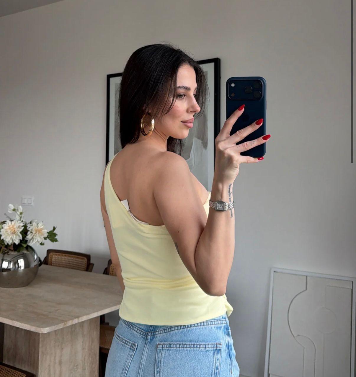 Yellow one shoulder top
