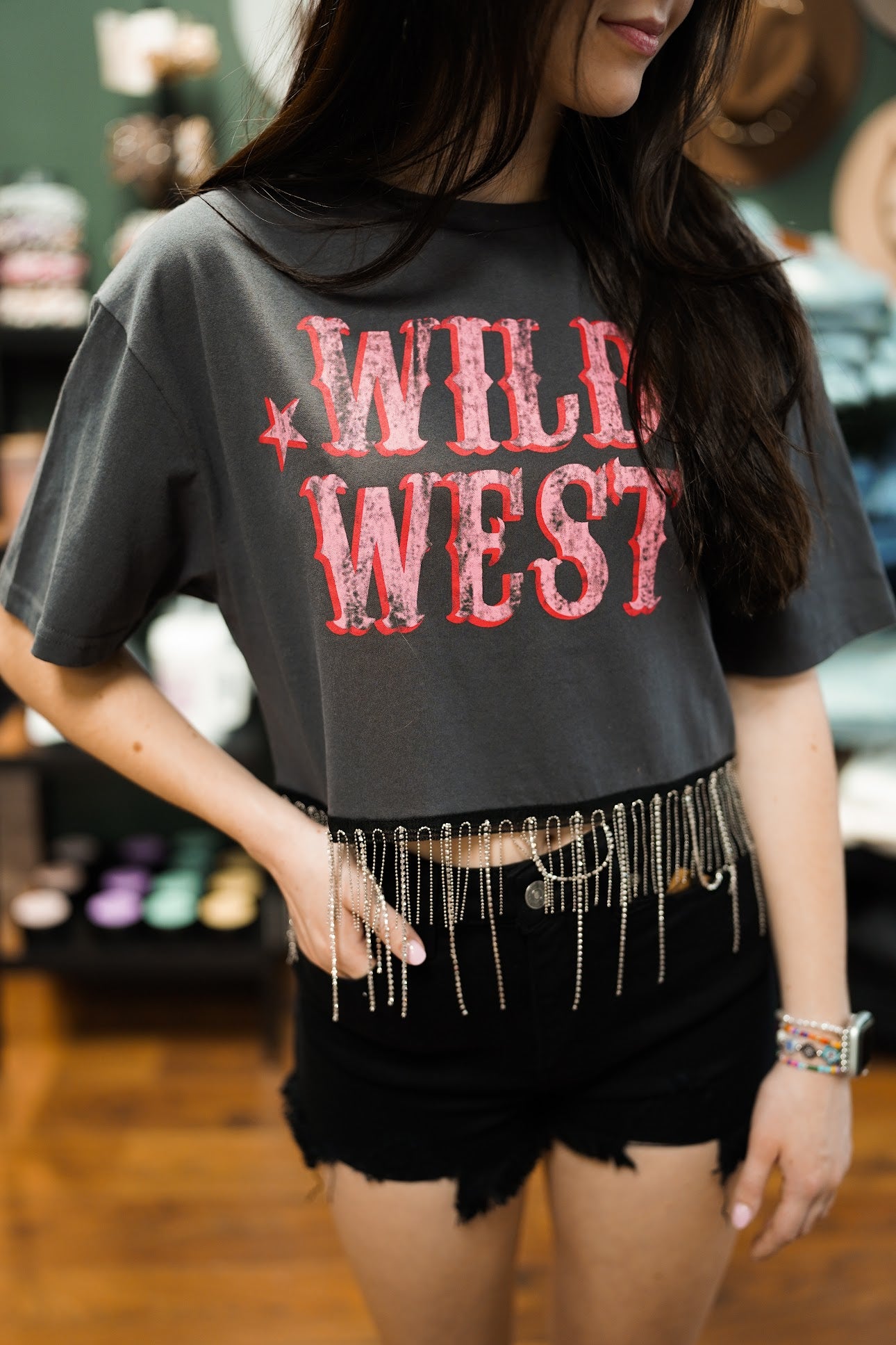 Wild West Rhinestone Cropped Top