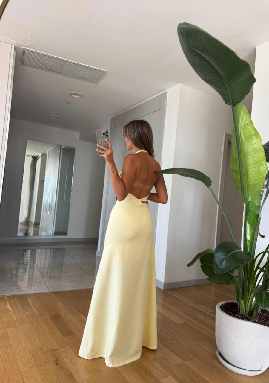 Yellow Belly Split Dress