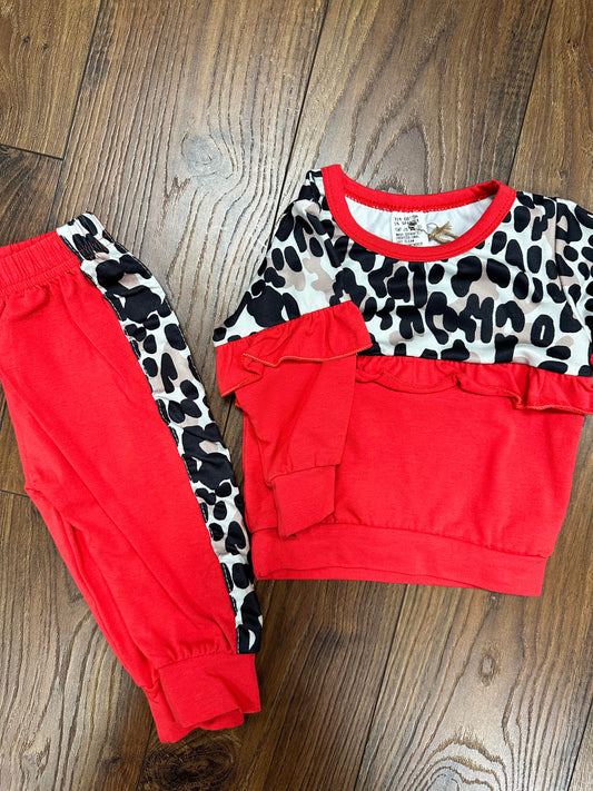 Red Leopard Jogger Set