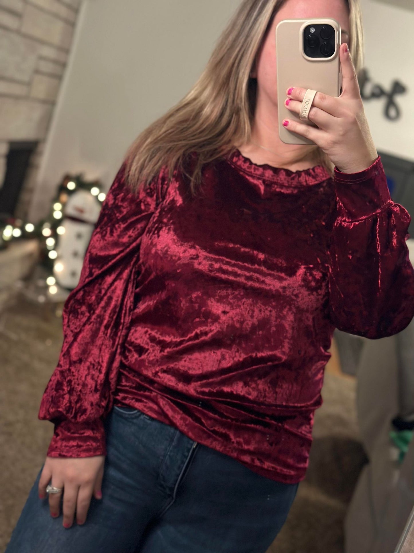 Burgundy Velvet Top